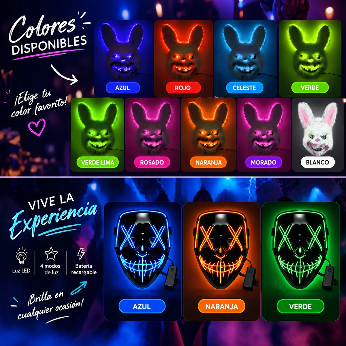 GlowMask® Máscara Halloween Neon