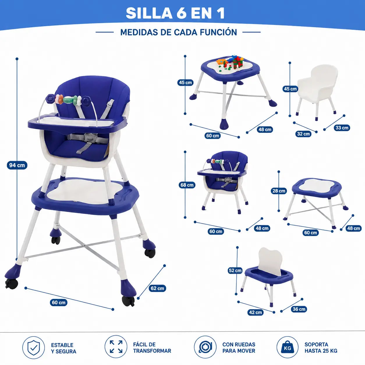 DeskGrow® Silla Comedor Y Escritorio 3 En 1