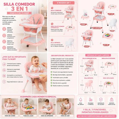DeskGrow® Silla Comedor Y Escritorio 3 En 1